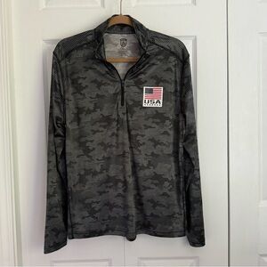 Eleven VS 11 USA Flag Gray‎ Camo Quarter-Zip long sleeve Pullover size large